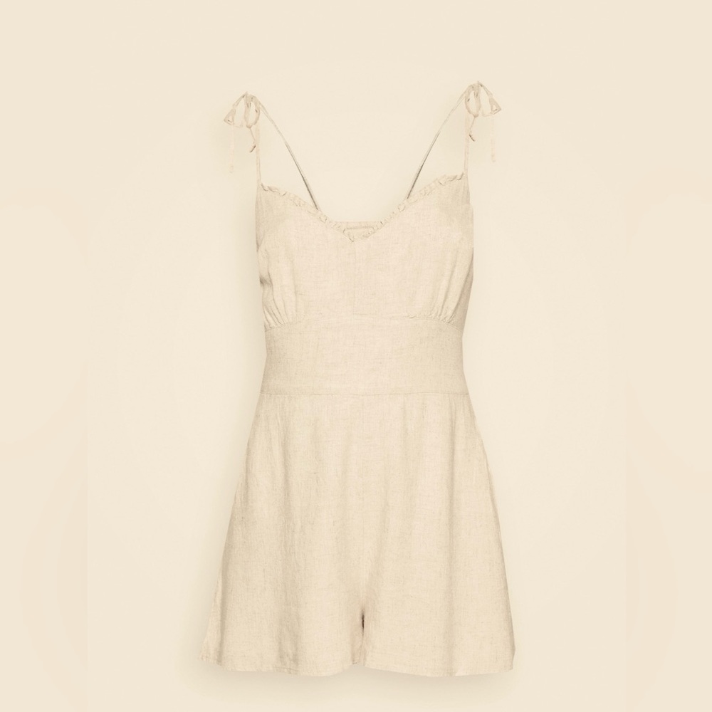 Abercrombie & Fitch Linen Blend Tie Romper